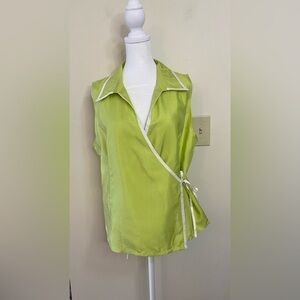 Silkland Women’s 100% Silk Full Wrap Sleeveless Blouse Top Lined Size XL. NWT
